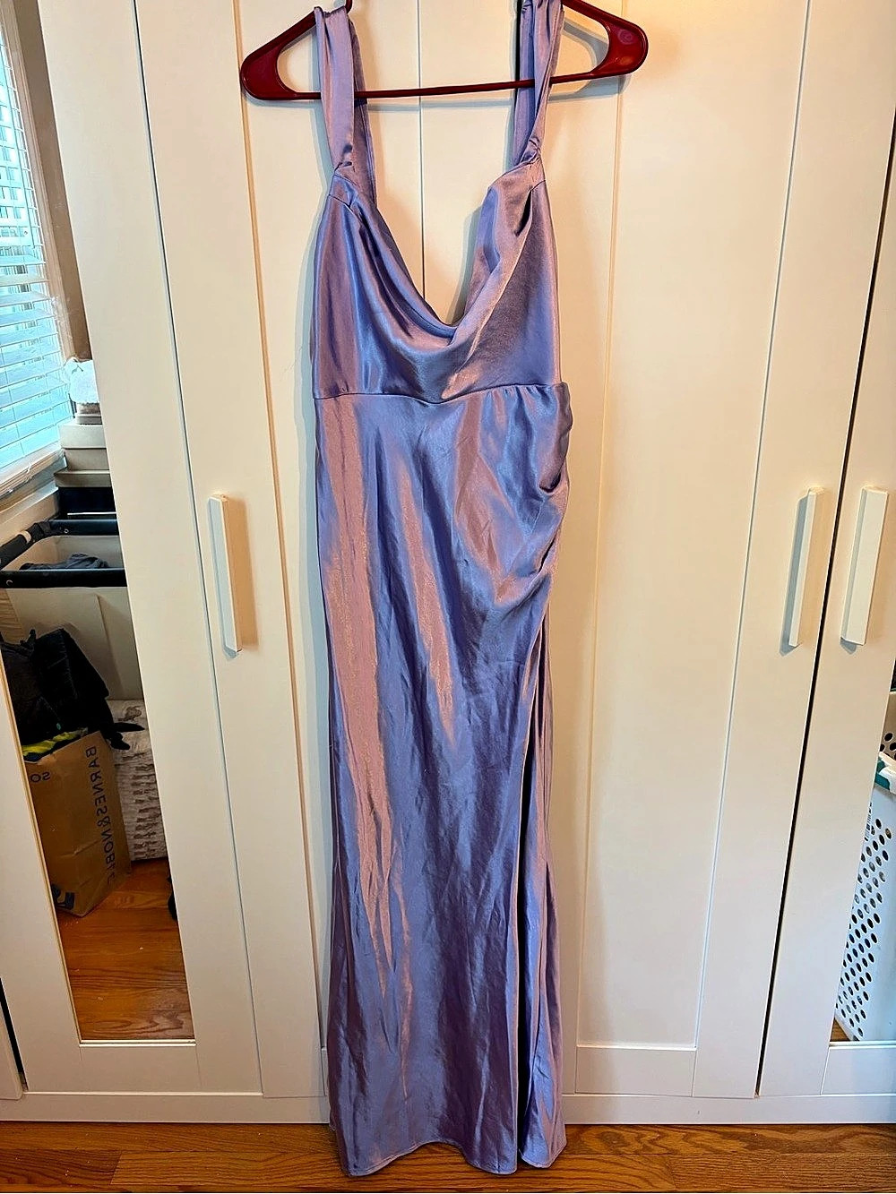 Revolve Havana Dress Satin-Look Lilac Maxi Dress Size Medium